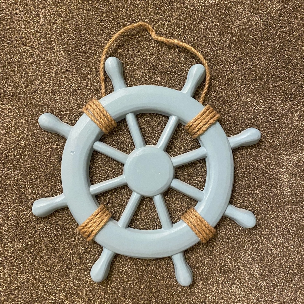 Blue Bleach Wheel Wall Decor